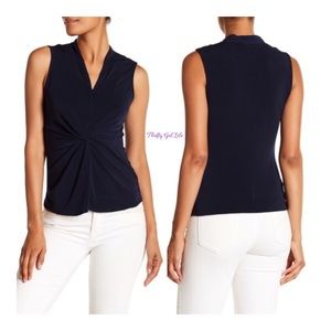 ECI Front Shirred V-Neck Tank Blouse